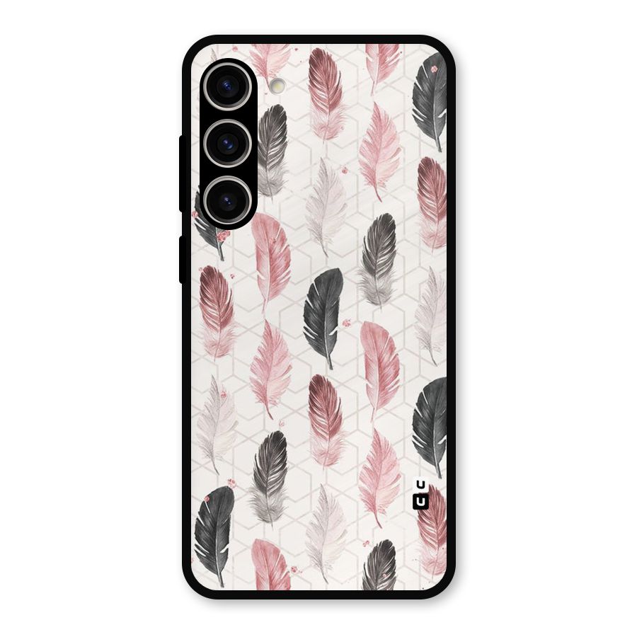 Feather Line Pattern Metal Back Case for Galaxy S23 Plus