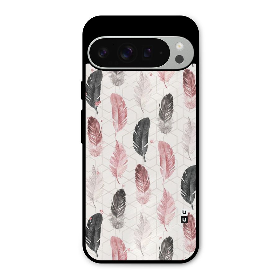 Feather Line Pattern Metal Back Case for Google Pixel 9 Pro XL