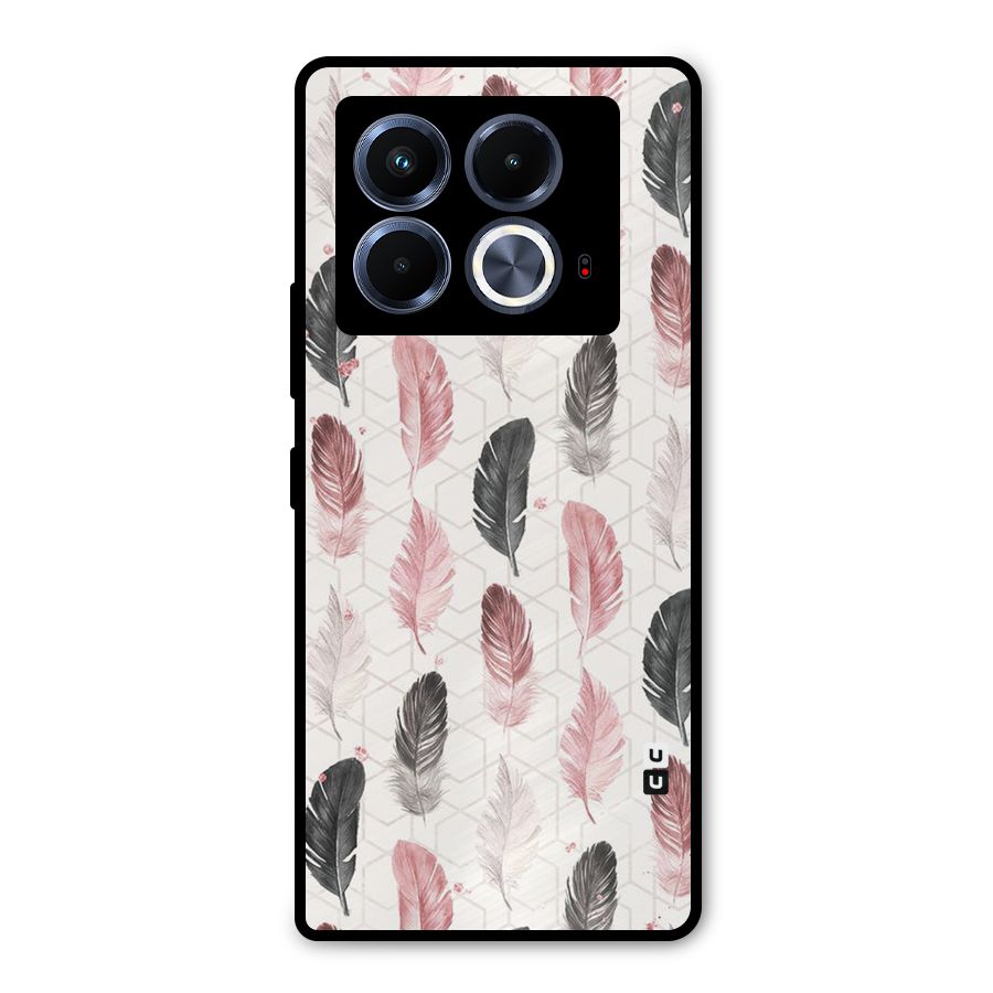 Feather Line Pattern Metal Back Case for Infinix Note 40 5G