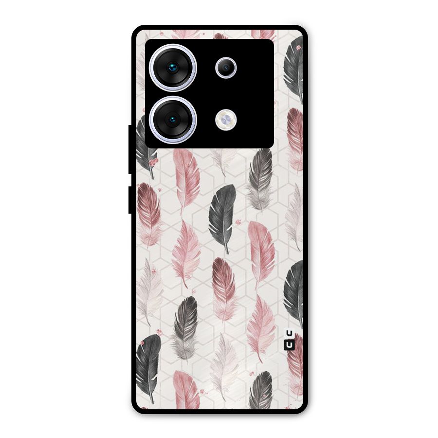 Feather Line Pattern Metal Back Case for Infinix Zero 30 5G