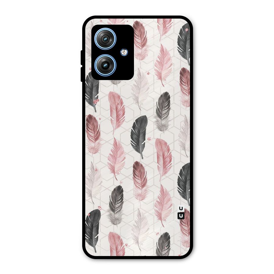 Feather Line Pattern Metal Back Case for Moto G54