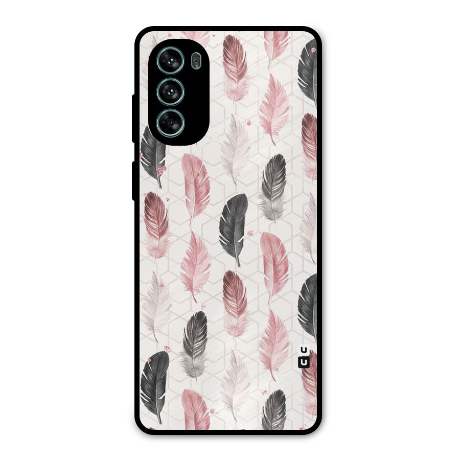 Feather Line Pattern Metal Back Case for Moto G62