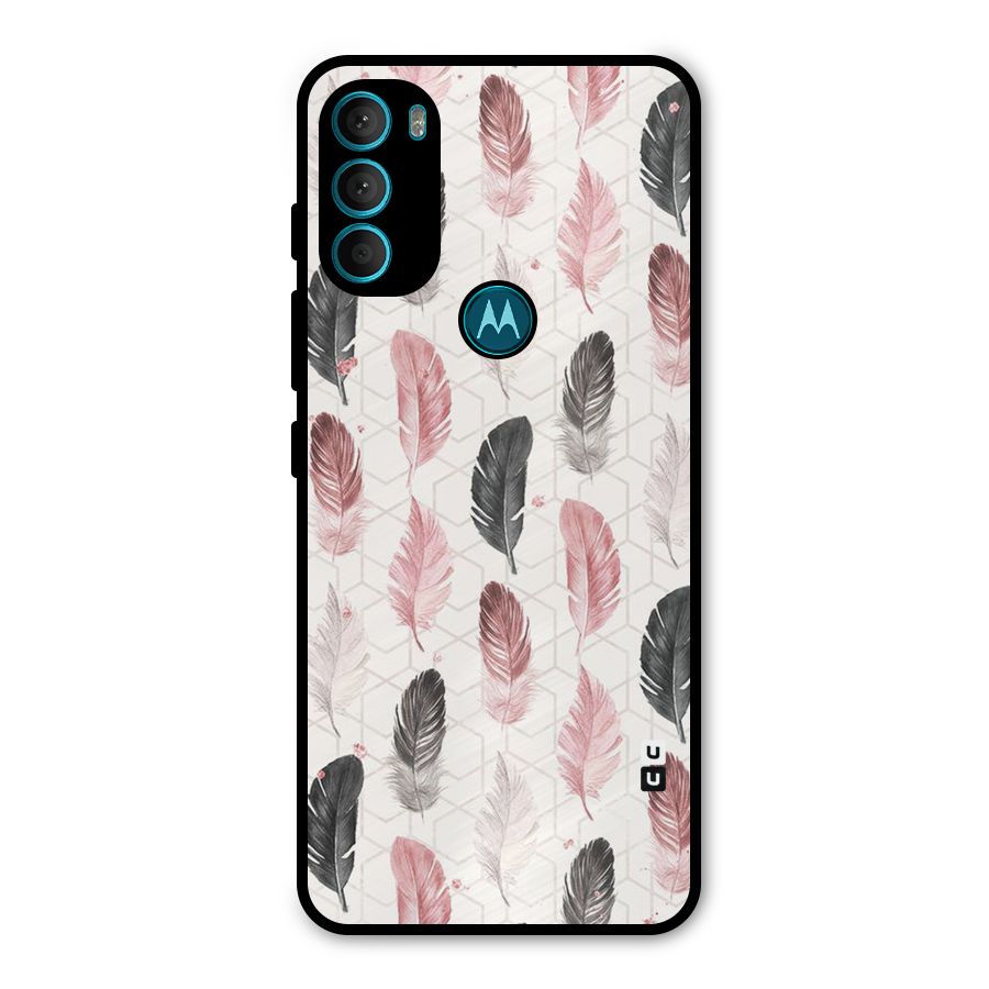 Feather Line Pattern Metal Back Case for Moto G71 5G