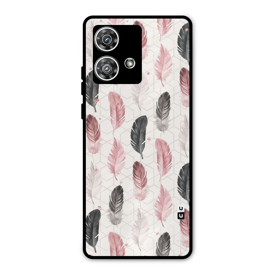 Feather Line Pattern Metal Back Case for Motorola Edge 40 Neo