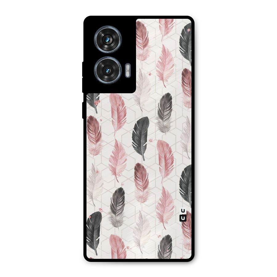 Feather Line Pattern Metal Back Case for Motorola Edge 50 Fusion