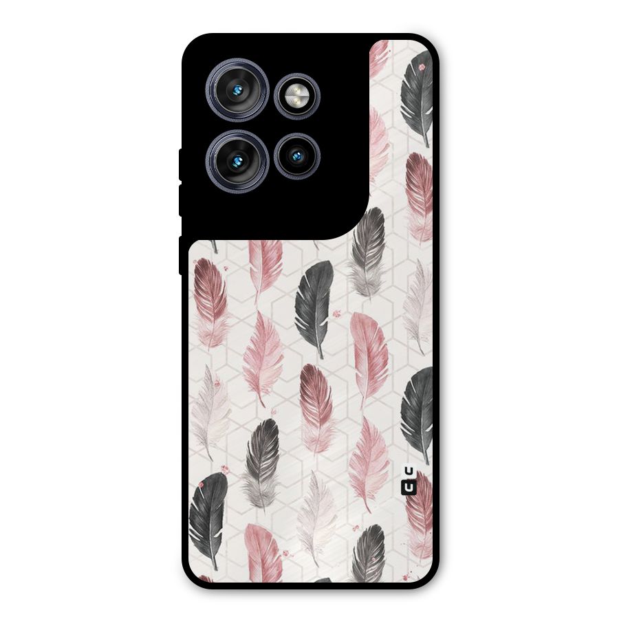 Feather Line Pattern Metal Back Case for Motorola Edge 50 Neo