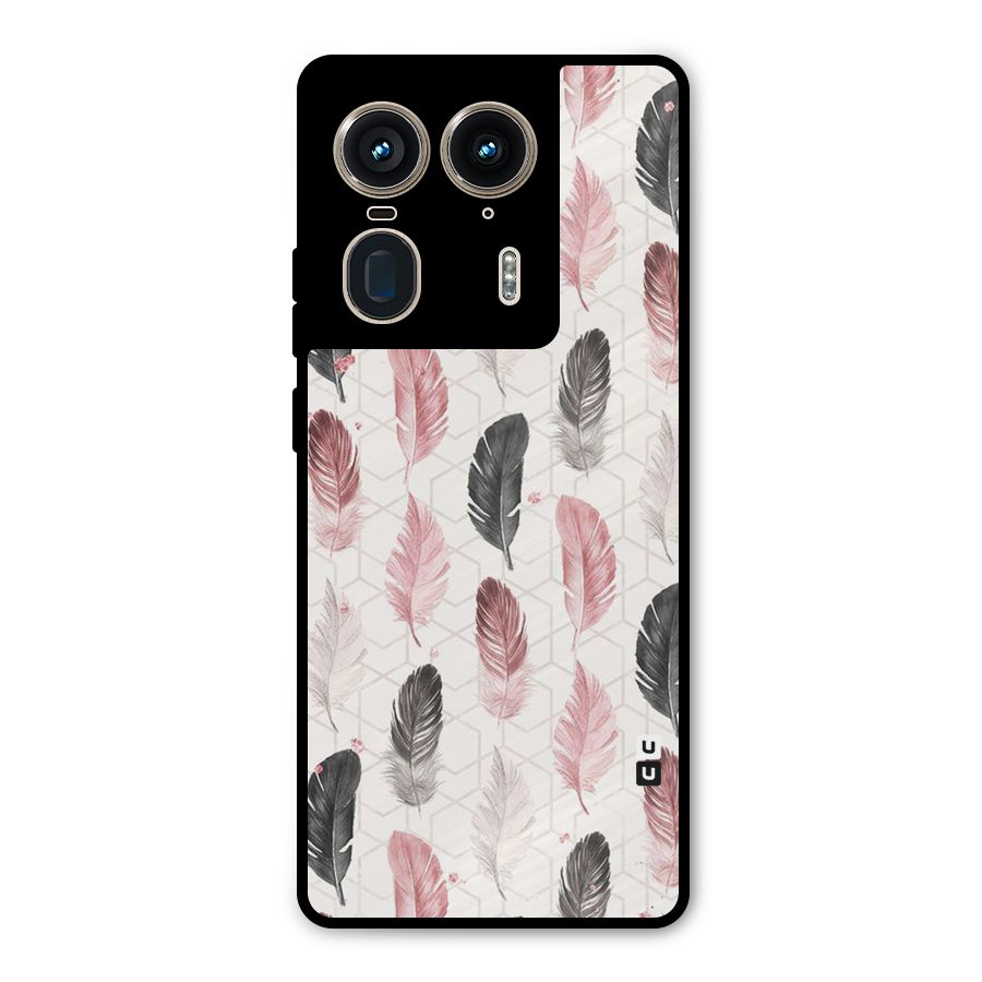 Feather Line Pattern Metal Back Case for Motorola Edge 50 Ultra