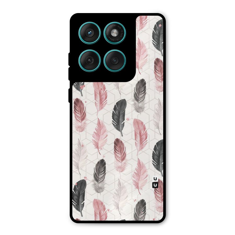Feather Line Pattern Metal Back Case for Motorola Edge 60