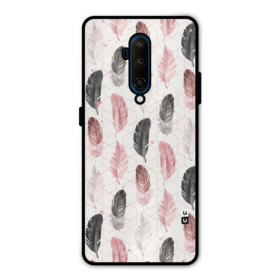 Feather Line Pattern Metal Back Case for OnePlus 7T Pro