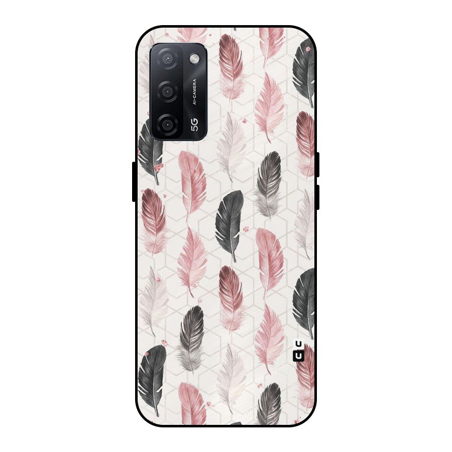 Feather Line Pattern Metal Back Case for Oppo A53s 5G