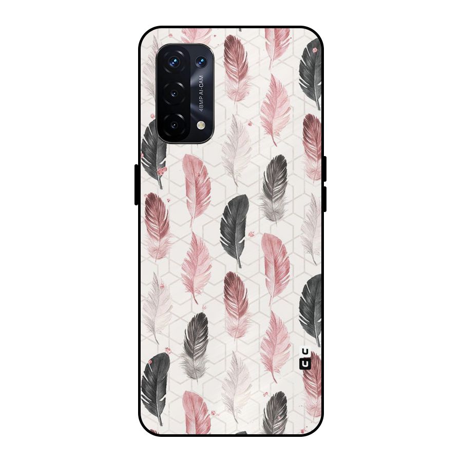Feather Line Pattern Metal Back Case for Oppo A74 5G