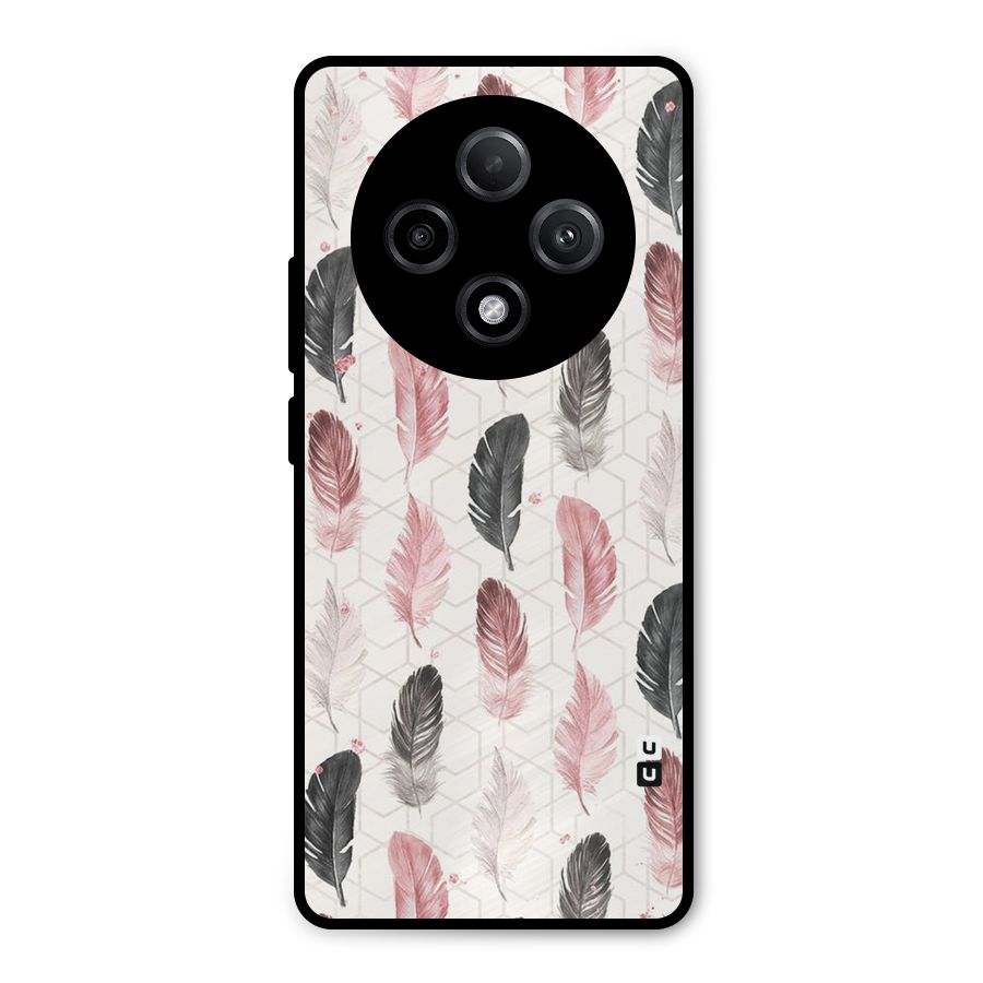 Feather Line Pattern Metal Back Case for Oppo F27 Pro Plus