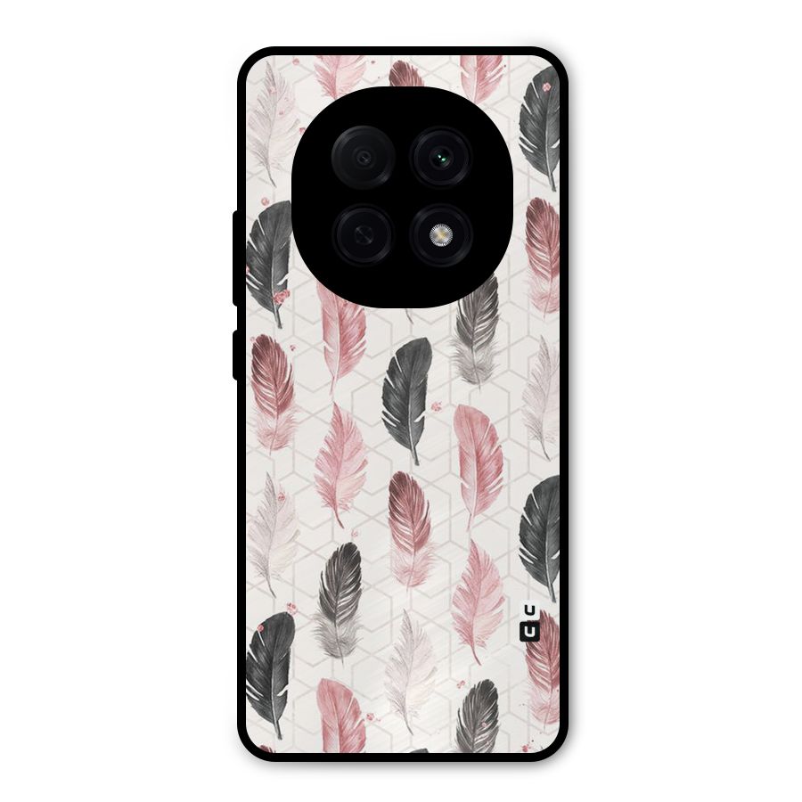 Feather Line Pattern Metal Back Case for Oppo F29 Pro
