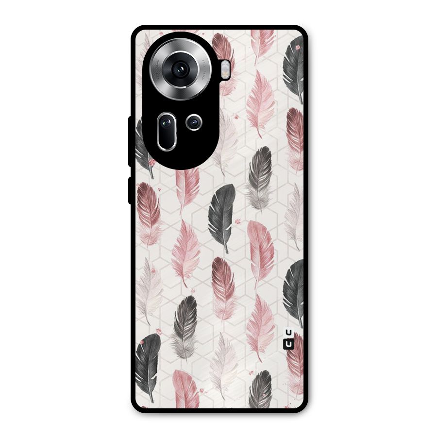 Feather Line Pattern Metal Back Case for Oppo Reno11 5G