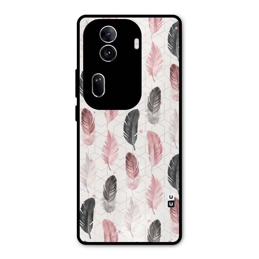 Feather Line Pattern Metal Back Case for Oppo Reno11 Pro 5G
