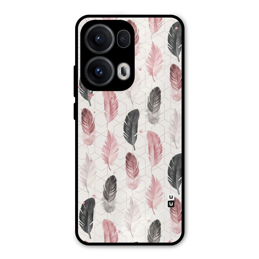 Feather Line Pattern Metal Back Case for Oppo Reno13 Pro