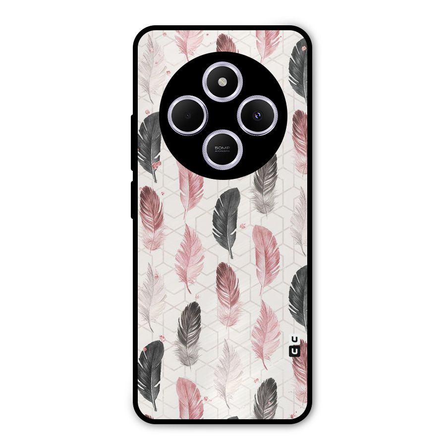 Feather Line Pattern Metal Back Case for Poco C75 5G