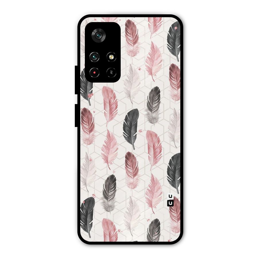 Feather Line Pattern Metal Back Case for Poco M4 Pro 5G