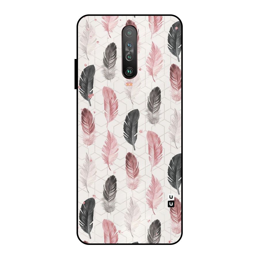 Feather Line Pattern Metal Back Case for Poco X2
