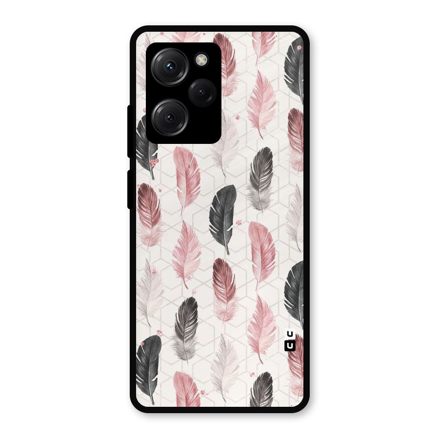 Feather Line Pattern Metal Back Case for Poco X5 Pro