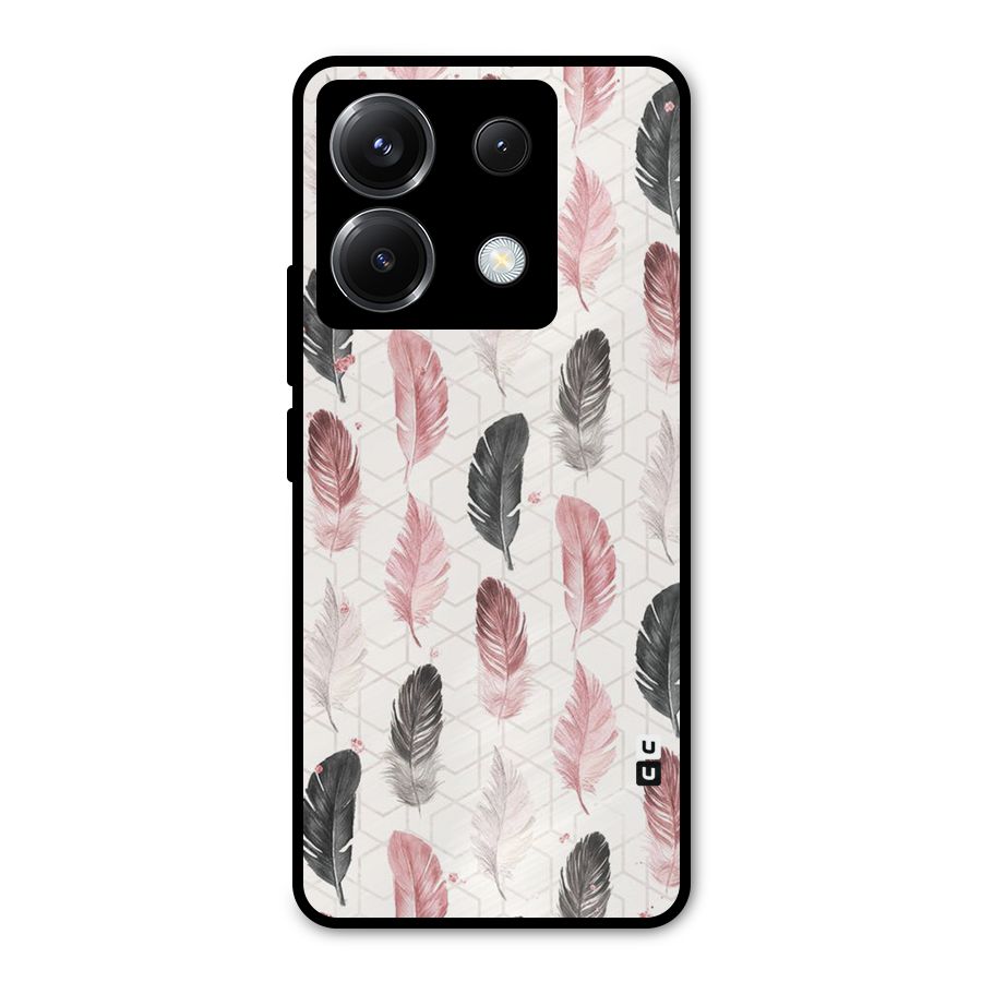 Feather Line Pattern Metal Back Case for Poco X6