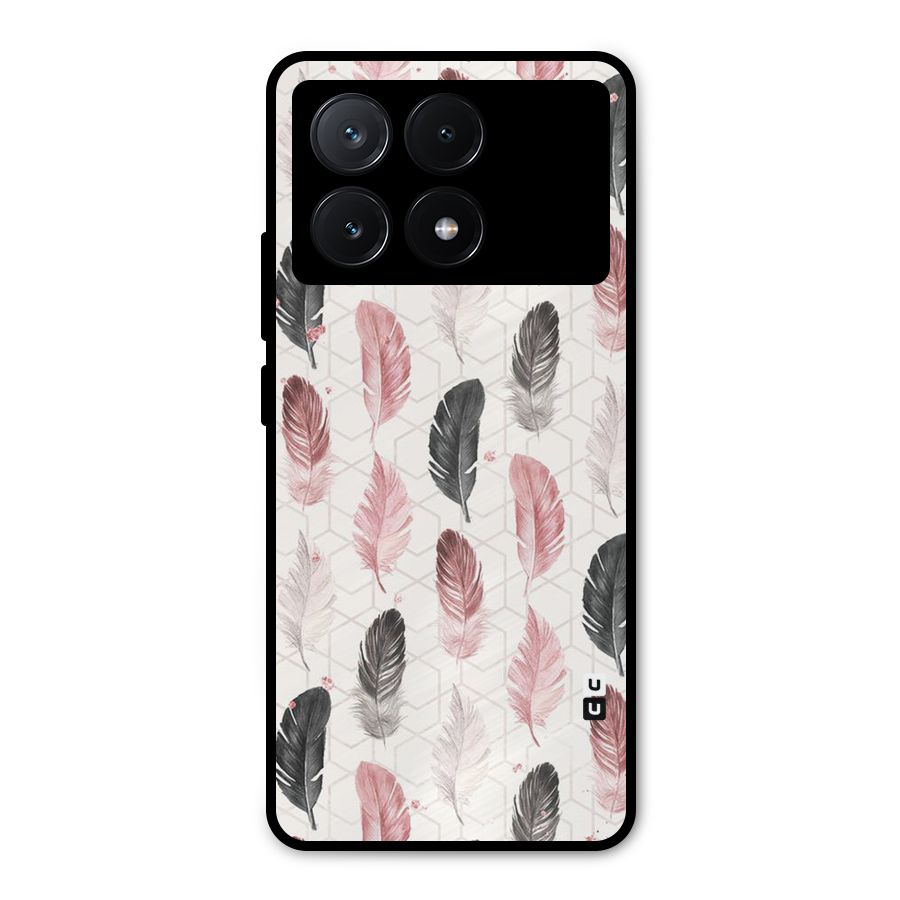 Feather Line Pattern Metal Back Case for Poco X6 Pro