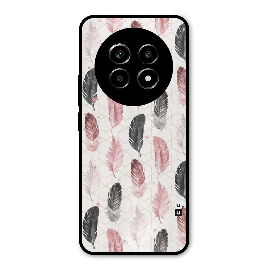 Feather Line Pattern Metal Back Case for Realme 13 Pro