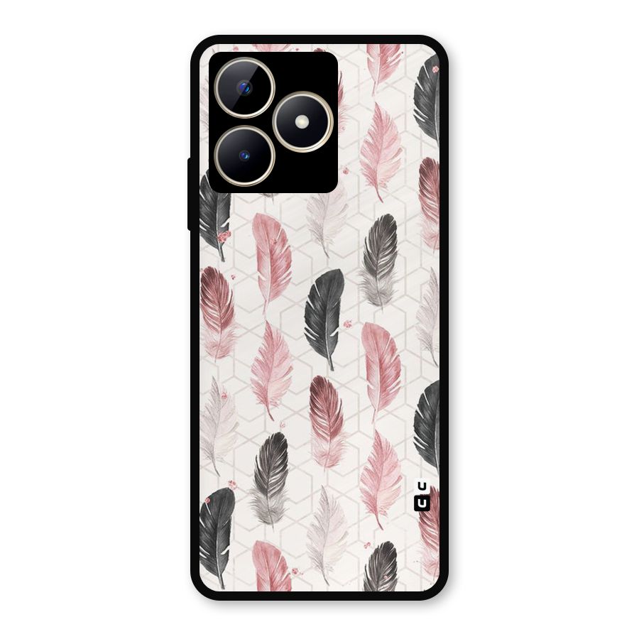 Feather Line Pattern Metal Back Case for Realme C53
