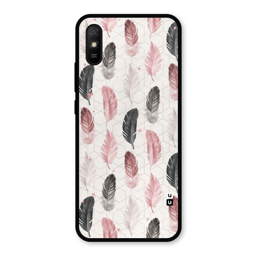 Feather Line Pattern Metal Back Case for Redmi 9a