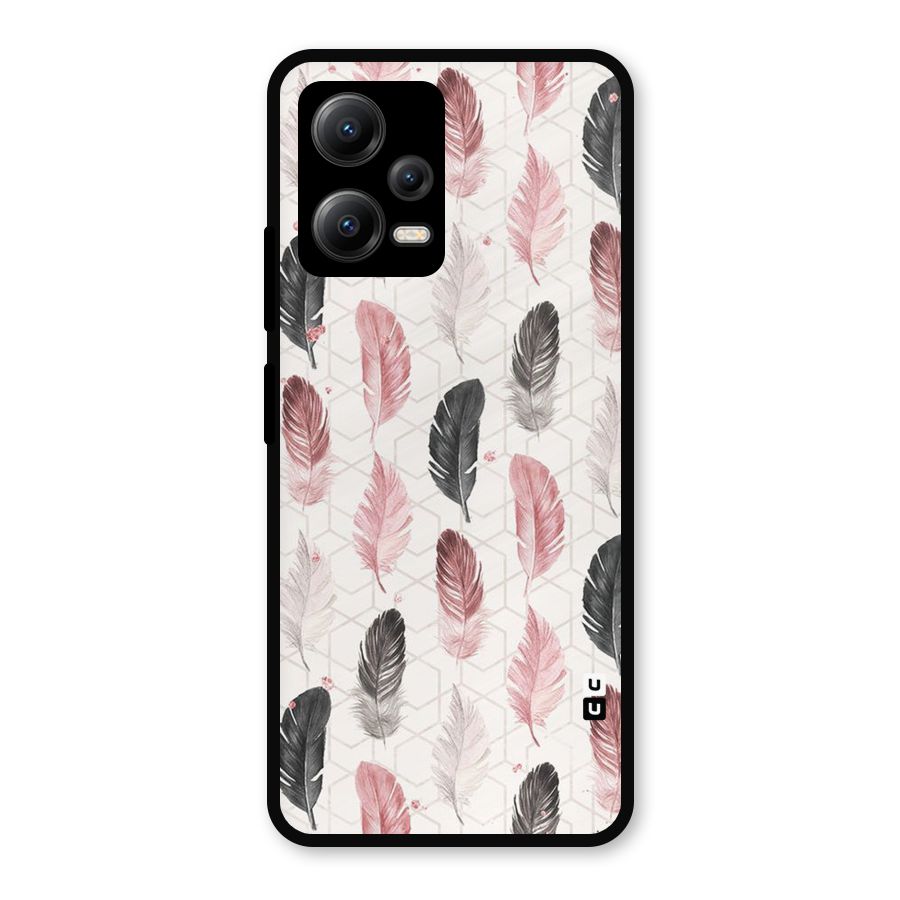 Feather Line Pattern Metal Back Case for Redmi Note 12 5G