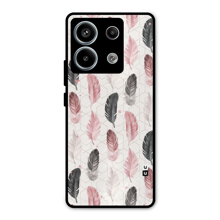 Feather Line Pattern Metal Back Case for Redmi Note 13 Pro 5G