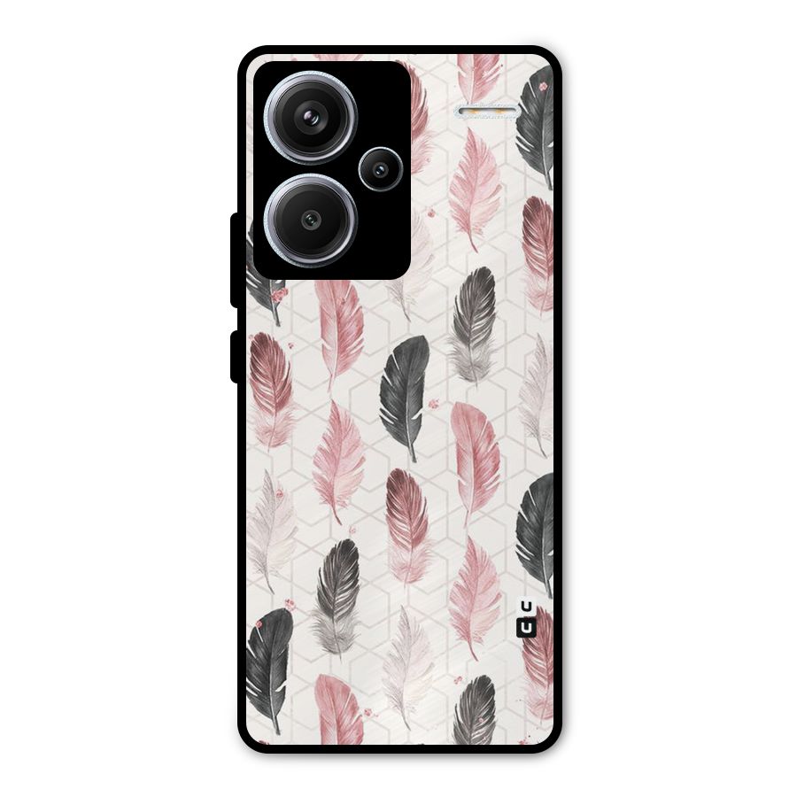 Feather Line Pattern Metal Back Case for Redmi Note 13 Pro Plus