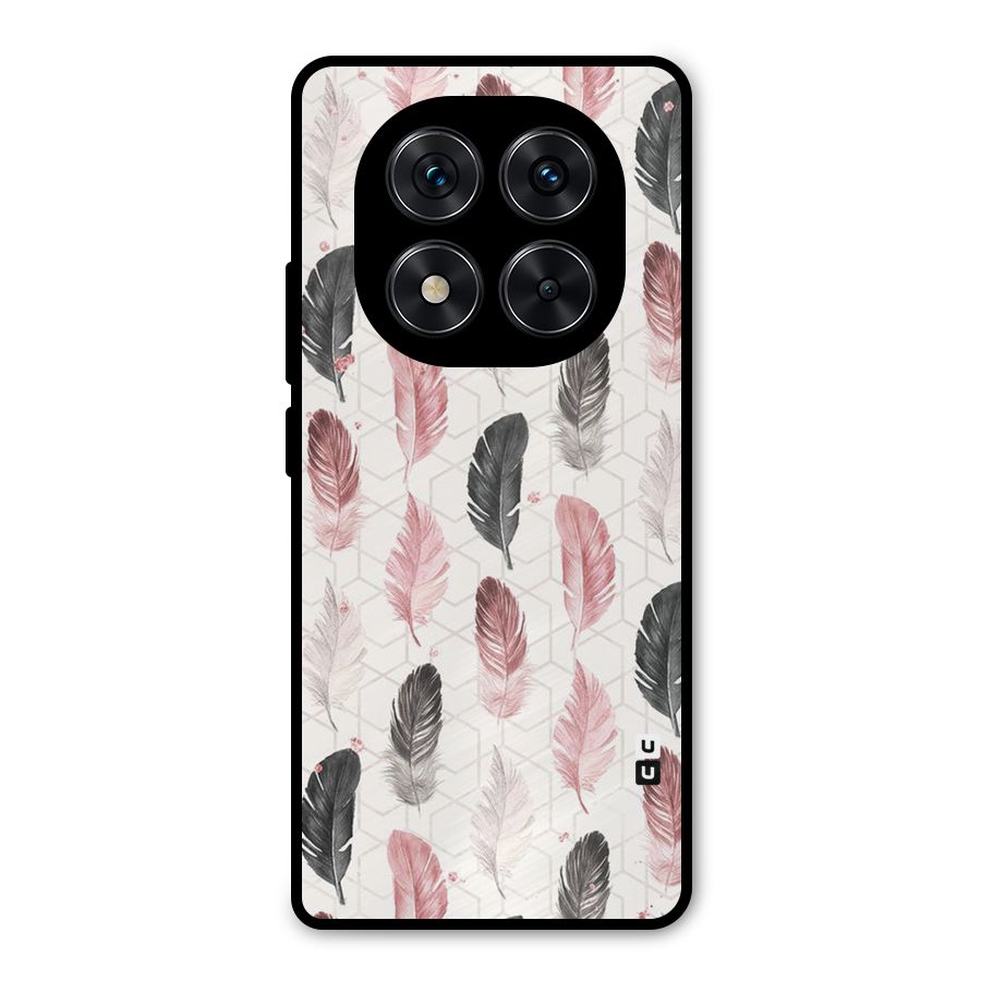 Feather Line Pattern Metal Back Case for Redmi Note 14 Pro 5G
