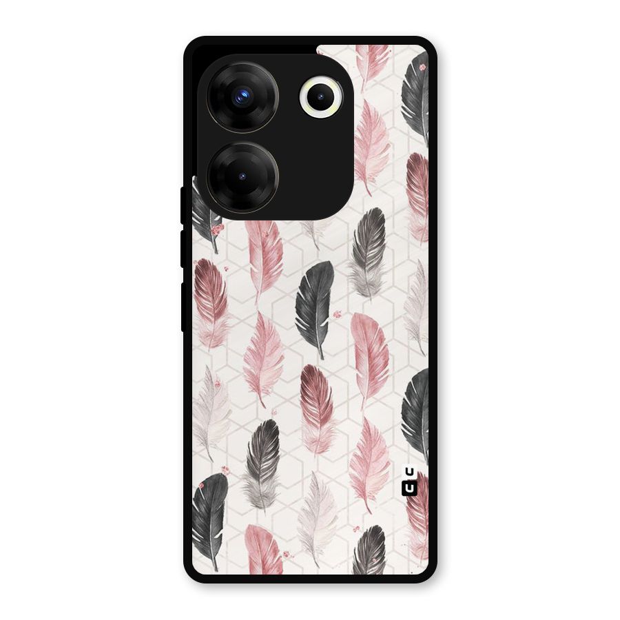 Feather Line Pattern Metal Back Case for Tecno Camon 20