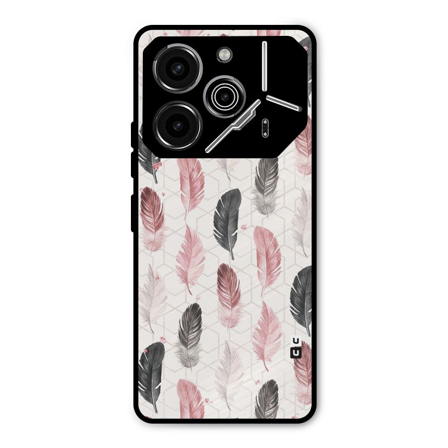 Feather Line Pattern Metal Back Case for Tecno Pova 6 Pro