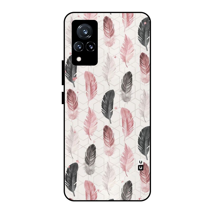 Feather Line Pattern Metal Back Case for Vivo V21 5G