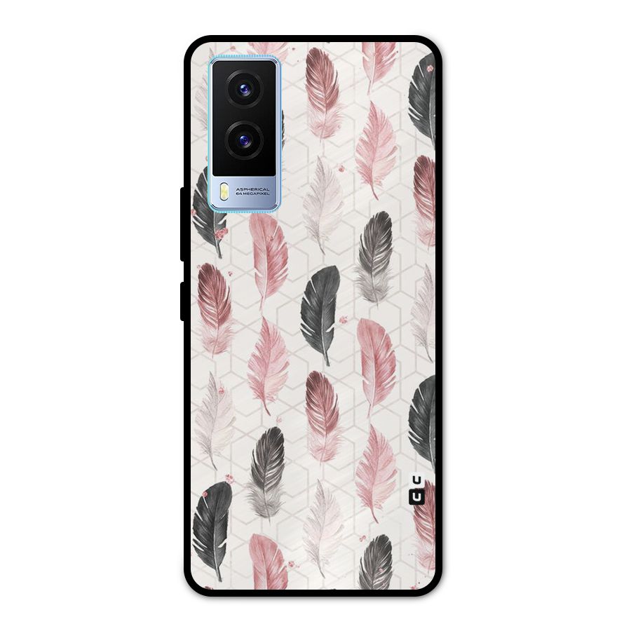 Feather Line Pattern Metal Back Case for Vivo V21e 5G