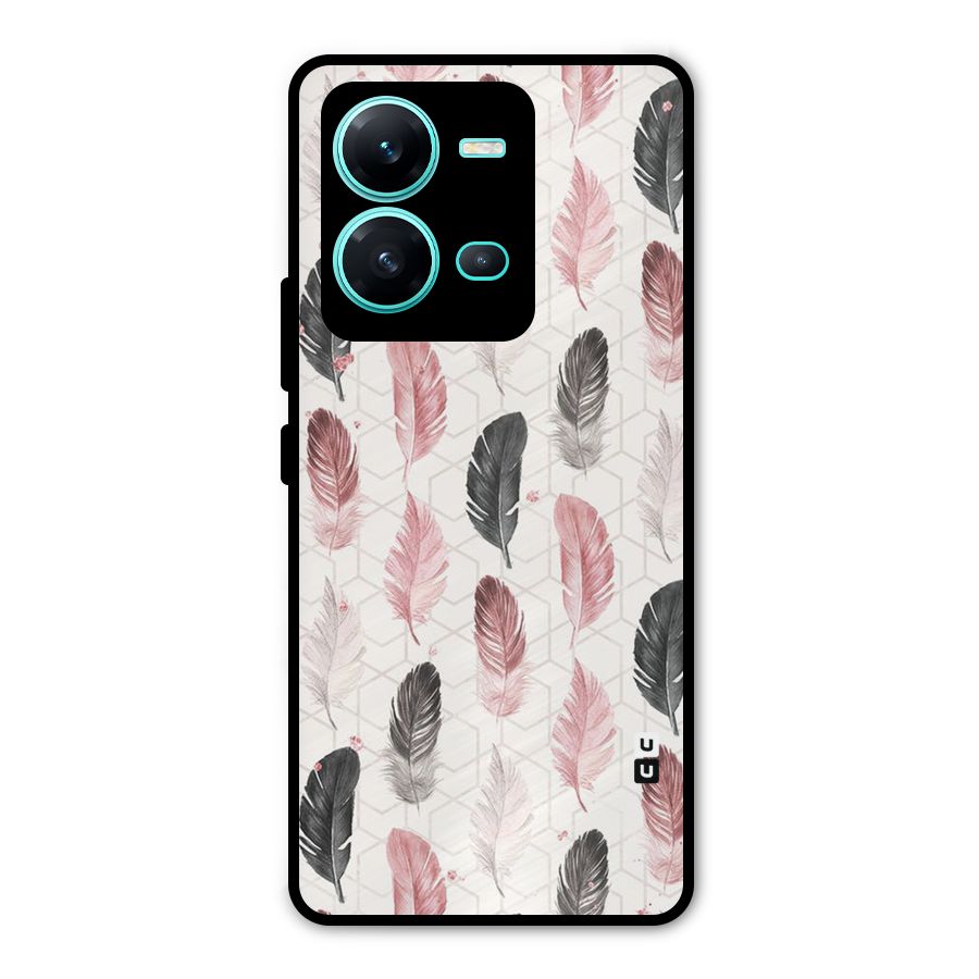 Feather Line Pattern Metal Back Case for Vivo V25