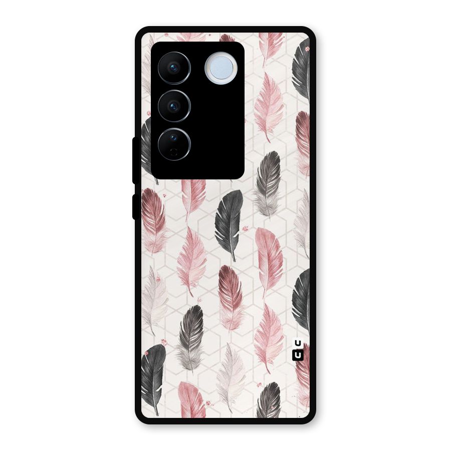 Feather Line Pattern Metal Back Case for Vivo V27