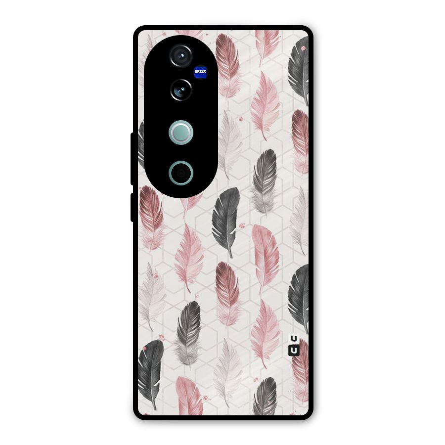 Feather Line Pattern Metal Back Case for Vivo V40 Pro
