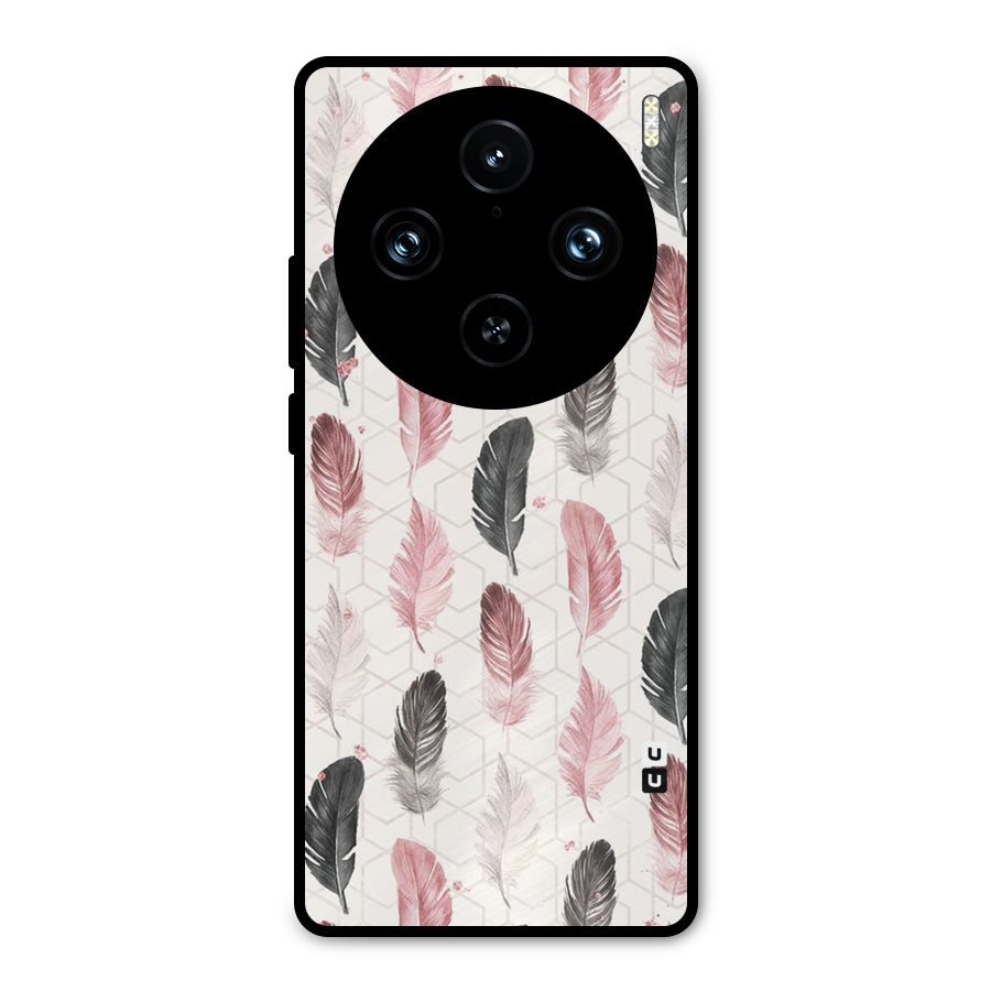 Feather Line Pattern Metal Back Case for Vivo X100 Pro