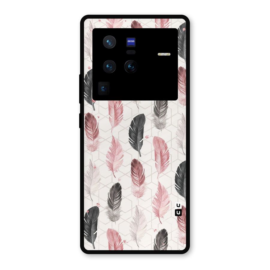 Feather Line Pattern Metal Back Case for Vivo X80 Pro