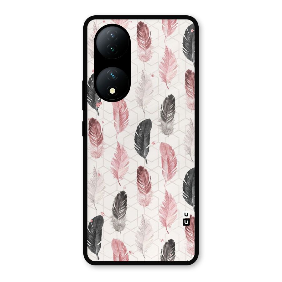 Feather Line Pattern Metal Back Case for Vivo Y100a