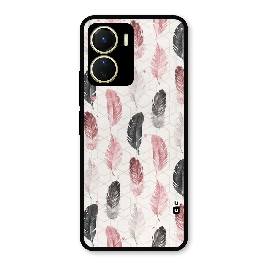 Feather Line Pattern Metal Back Case for Vivo Y16
