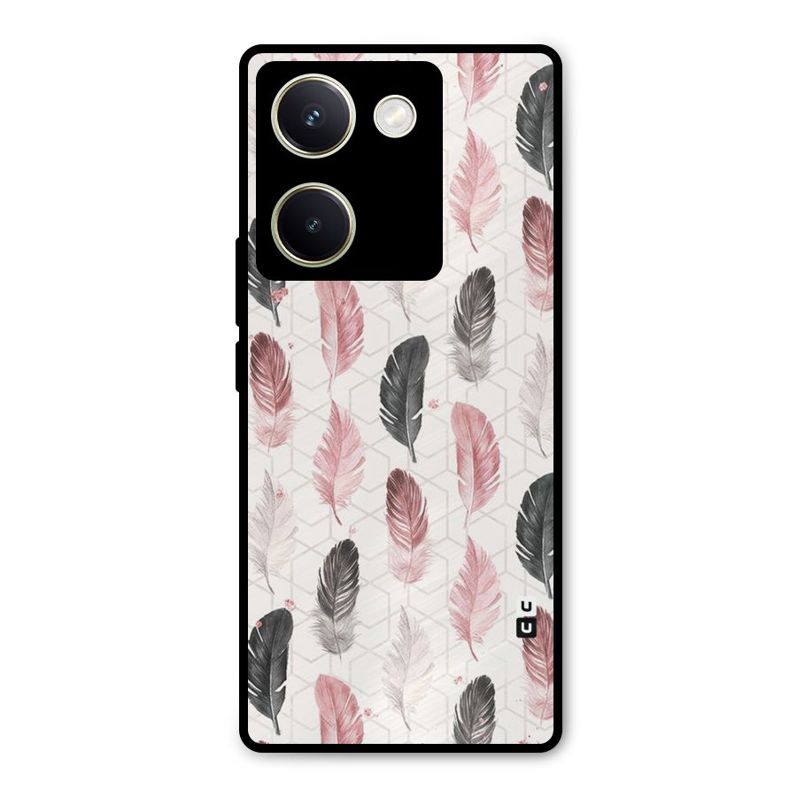 Feather Line Pattern Metal Back Case for Vivo Y200 Pro
