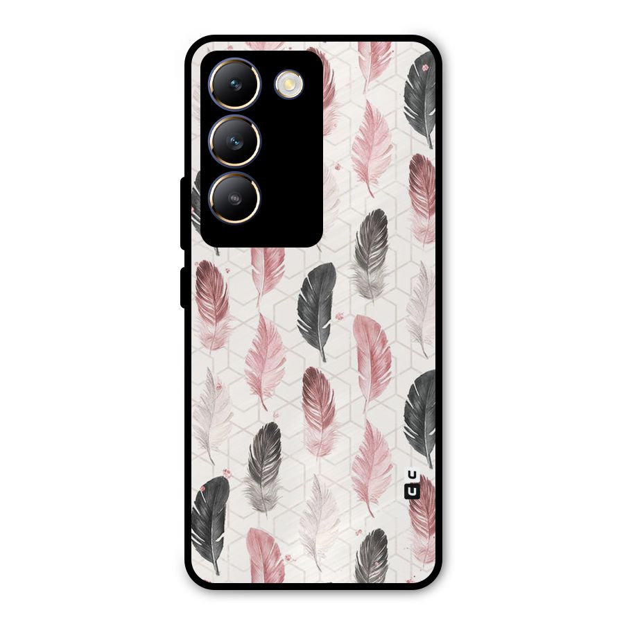 Feather Line Pattern Metal Back Case for Vivo Y200e