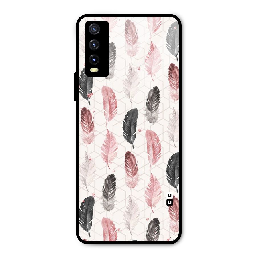 Feather Line Pattern Metal Back Case for Vivo Y20t
