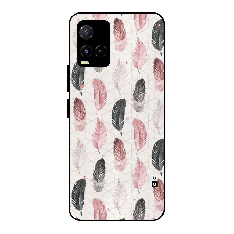 Feather Line Pattern Metal Back Case for Vivo Y21A