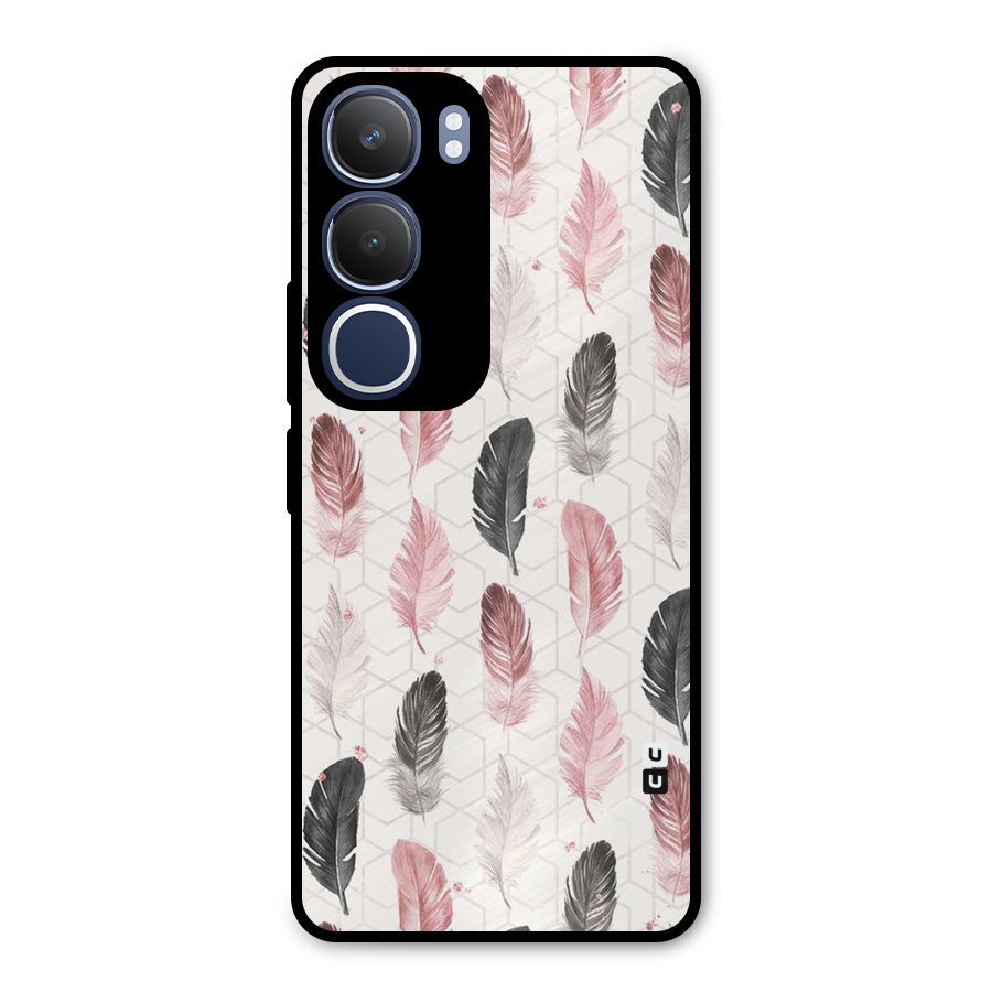 Feather Line Pattern Metal Back Case for Vivo Y29
