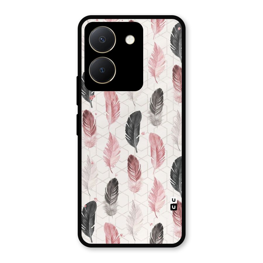 Feather Line Pattern Metal Back Case for Vivo Y36